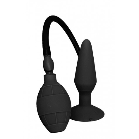 Чёрная анальная пробка с функцией расширения MENZSTUFF SMALL INFLATABLE PLUG- 12,5 см.